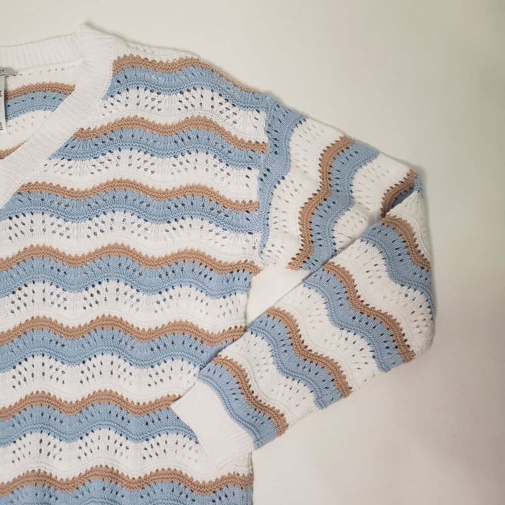 Studio 1886 Sweater Women's Size XL Blue Beige Ivory Cottagecore Light Academia - Picture 12 of 16